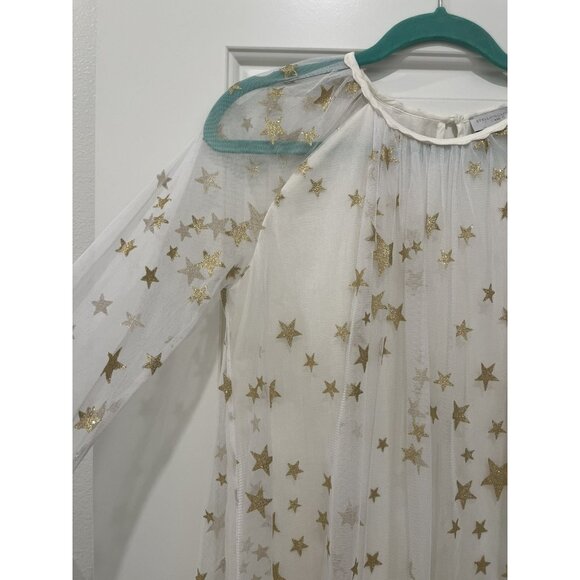 Stella McCartney Kids 14 Years White Tulle Gold Metallic Stars Dress Long Sleeve - Picture 4 of 13